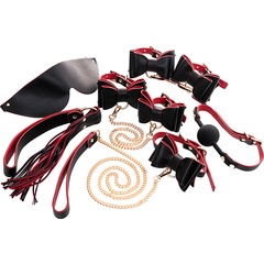  Черно-красный бондажный набор Bow-tie 