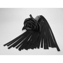  Черная замшевая плеть с розой в рукояти 40 см 