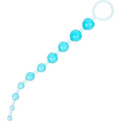 Голубая анальная цепочка с кольцом 30 см 