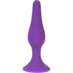  Фиолетовая силиконовая анальная пробка размера S 10 см 