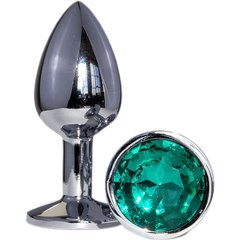  Металлическая анальная втулка с изумрудным кристаллом 7,2 см 