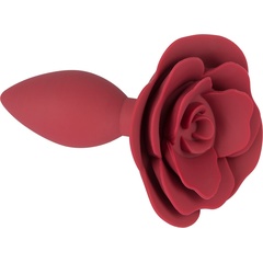 Красная анальная пробка с ограничительным основанием в виде розы 10,7 см 