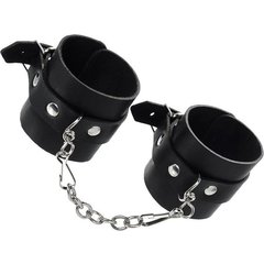  Черные однослойные кожаные наручники 