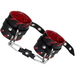  Черные наручники с красной окантовкой 