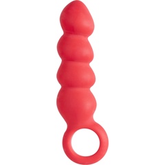  Красный анальный стимулятор в форме ёлочки с кольцом 