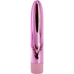  Розовый глянцевый пластиковый вибратор 14 см 