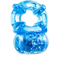  Голубое эрекционное виброкольцо Reusable 5 Function Cock Ring 