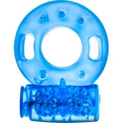  Голубое эрекционное виброкольцо Reusable Cock Ring 