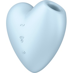  Голубой вибромассажер Cutie Heart с вакуум-волновой стимуляцией 