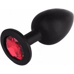  Черная силиконовая пробка с красным кристаллом 8 см 