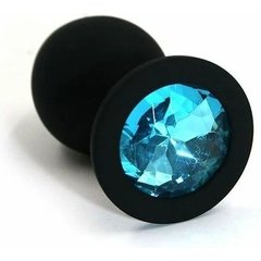  Черная силиконовая пробка с голубым стразом 8 см 