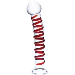  Прозрачный стимулятор с красной спиралью 10 Mr. Swirly Dildo 25,4 см 