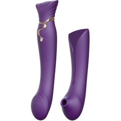  Фиолетовый вибромассажёр с дополнительной насадкой Queen 21,6 см 