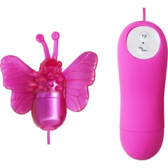  Розовый вибростимулятор в виде бабочки Cute Secret с проводным пультом 