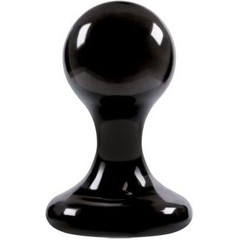  Чёрная анальная пробка среднего размера Luna Balls на присоске 8,5 см 