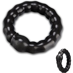  Черное кольцо на пенис с шариками 
