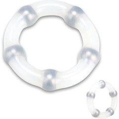  Белое эрекционное кольцо с 5 шариками 
