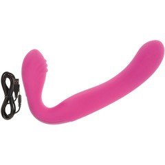  Розовый перезаряжаемый водонепроницаемый страпон Rechargeable Silicone Love Rider Strapless Strap-On 