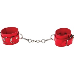  Красные кожаные наручники с заклёпками 