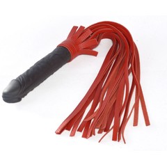  Красная плеть Ракета А с рукоятью из латекса и хвостами из кожи 50 см 