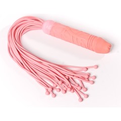  Розовая латексная плеть с ручкой-фаллосом 55 см 
