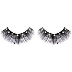  Чёрные пушистые ресницы с серебряными стразами 