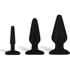  Набор черных анальных плагов из ультрабархатистого силикона 