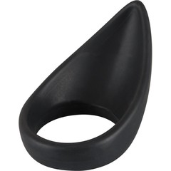  Чёрное кольцо с хвостиком для стимуляции промежности 