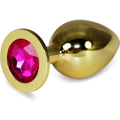  Золотистая анальная пробка с рубиновым кристаллом 10,1 см 