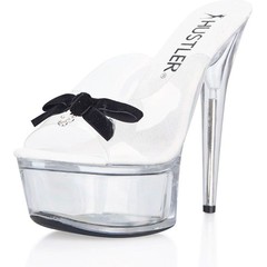  Прозрачные сабо с черным бантиком Black Bow 