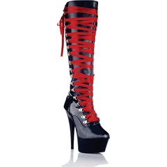  Лаковые сапоги с атласной шнуровкой 