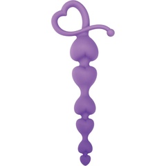  Фиолетовая анальная цепочка с звеньями-сердечками HEARTY ANAL WAND SILICONE 18 см 