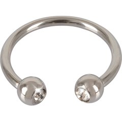  Серебристое металлическое кольцо для пениса Rebel с шариками 