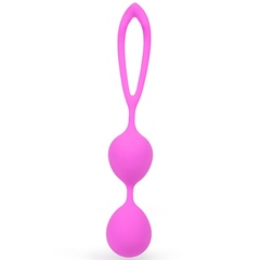  Розовые силиконовые вагинальные шарики с петлей 17 см 