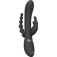  Черный анально-вагинальный вибромассажер Rini 22,3 см 