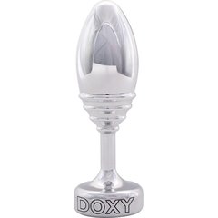  Серебристая анальная втулка Doxy Ribbed Butt Plug 10,5 см 