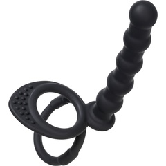  Черная насадка на пенис для двойного проникновения 19,5 см 