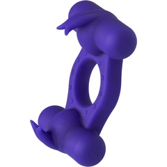  Фиолетовое эрекционное виброкольцо с двумя моторами Silicone Rechargeable Triple Orgasm Enhancer 