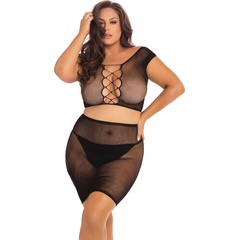  Эротический полупрозрачный комплект plus size Back Story Skirt and Top 2-Piece Set 