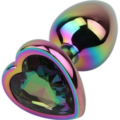  Радужная металлическая пробка Rainbow Heart Butt Plug 7,1 см 