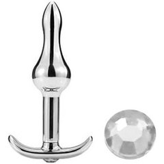  Металлическая анальная пробка-капля с прозрачным кристаллом 8,8 см. FFF 