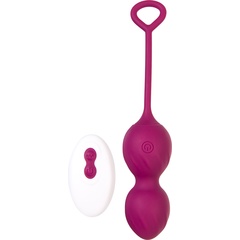  Бордовые вагинальные шарики Moussy с вибрацией и пультом ДУ 