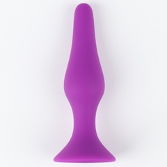  Фиолетовая коническая силиконовая анальная пробка Soft 13 см 