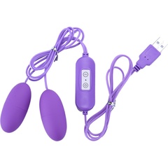  Фиолетовые гладкие виброяйца, работающие от USB 