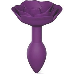  Фиолетовая анальная пробка с ограничителем-розой Open Rose Size S Butt Plug 