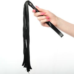  Черная плеть из эко-кожи с витой ручкой 55 см 