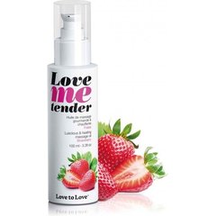  Съедобное согревающее массажное масло Love Me Tender Strawberry с ароматом клубники 100 мл 