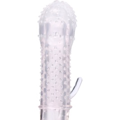  Прозрачная массажная насадка на пенис с шишечками и усиком 12,5 см 
