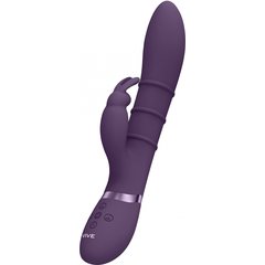  Фиолетовый вибромассажер-кролик с 3 стимулирующими кольцами Sora 24,2 см 