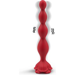  Красный анальный вибромассажер-елочка с пультом ДУ 19,5 см 